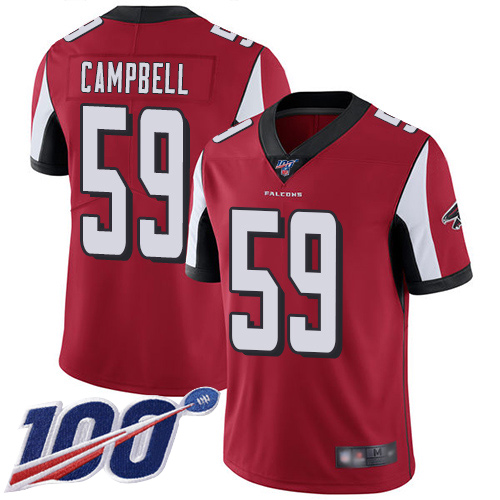 Atlanta Falcons Limited Red Men De Vondre Campbell Home Jersey NFL Football #59 100th Season Vapor Untouchable